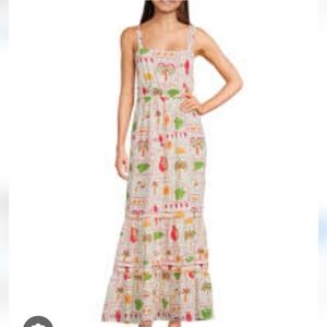 Evolutionary Maxi Multi Tropical Style Dress Large Nwt Juniors